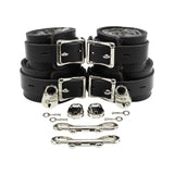 Wrist & Ankle Cuffs Set - Soft Chinchilla Fur Lined, Premium Handmade Leather BDSM Restraints | Atlas Collection