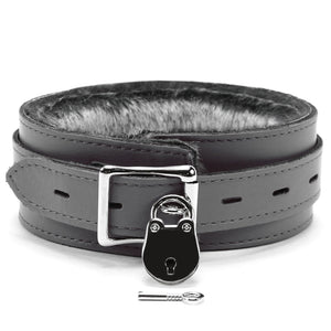 Luxury Faux Fur BDSM Collar - Handmade Leather Bondage Gear | Bonn Collection