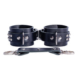 BDSM Crystal Leather Wrist & Ankle Cuffs Set with Connectors | Valerie Collection