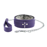 BDSM Restraint Set - Ankle & Wrist Cuffs, Collar with Chain Leash, Faux Fur & Lambskin Leather | Atlas Collection