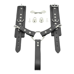 Lockable Leather BDSM Wrist Cuffs with Handle | Bonn Collection