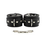 Premium Leather BDSM Wrist Cuffs Hogtie with Fur Lining & Metal Hardware Restraints | Atlas Collection