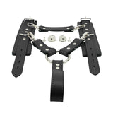 Leather Bondage Wrist Cuffs with Hogtie Restraint & Durable Handle - BDSM Gear | Atlas Collection