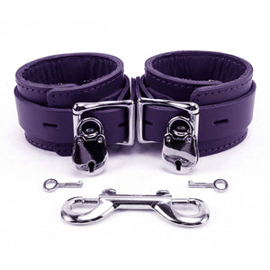 Ankle and Wrist Cuffs Collar Chain Leash Set - Soft Handcrafted Leather BDSM Restraints | Atlanta Collection