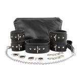 Ankle and Wrist Cuffs Collar Chain Leash Set - Soft Handcrafted Leather BDSM Restraints | Atlanta Collection