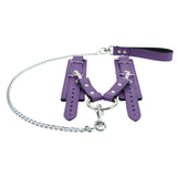 Lockable Fur Wrist Cuffs with Chain Hogtie - Premium Leather BDSM Restraints | Bonn Collection