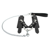 Lockable Fur Wrist Cuffs with Chain Hogtie - Premium Leather BDSM Restraints | Bonn Collection