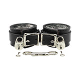 BDSM Restraint Set - Ankle & Wrist Cuffs, Collar with Chain Leash, Faux Fur & Lambskin Leather | Atlas Collection