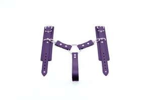 Leather Bondage Wrist Cuffs with Hogtie Restraint & Durable Handle - BDSM Gear | Atlas Collection