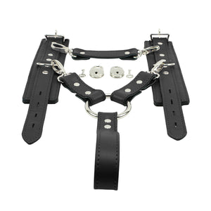 Premium Leather BDSM Wrist Cuffs Hogtie with Fur Lining & Metal Hardware Restraints | Atlas Collection