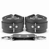 BDSM Leather Ankle & Wrist Cuffs with Collar, Chain, & Leash Set