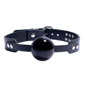 Valerie Luxury Leather Ball Gag - Medical Silicone & Crystal Adornments for BDSM Play | Valerie Collection