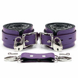 BDSM Leather Ankle & Wrist Cuffs with Collar, Chain, & Leash Set