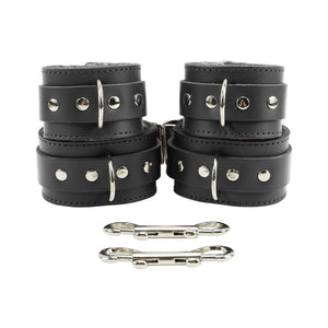 Wrist & Ankle Cuffs Set - Soft Chinchilla Fur Lined, Premium Handmade Leather BDSM Restraints | Atlas Collection