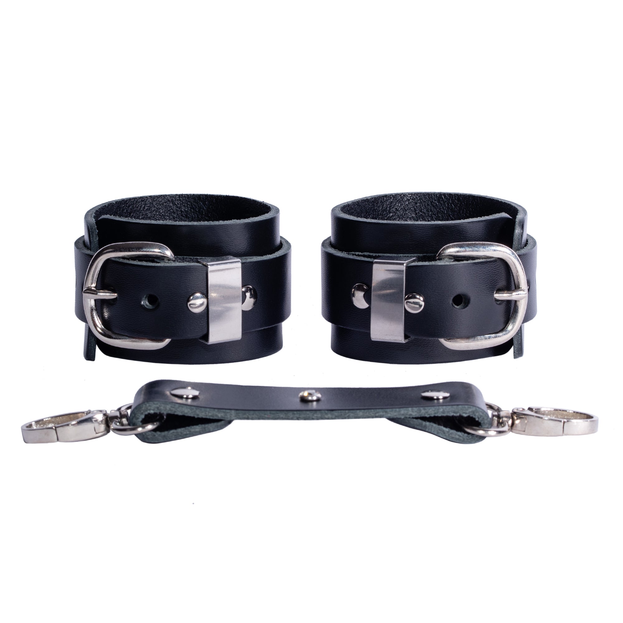 Crystal Leather BDSM Wrist or Ankle Cuffs with Connector | Valerie Collection