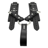 Lockable Leather BDSM Wrist Cuffs with Handle | Bonn Collection