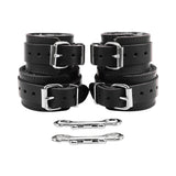 Wrist & Ankle Cuffs Set - Soft Chinchilla Fur Lined, Premium Handmade Leather BDSM Restraints | Atlas Collection