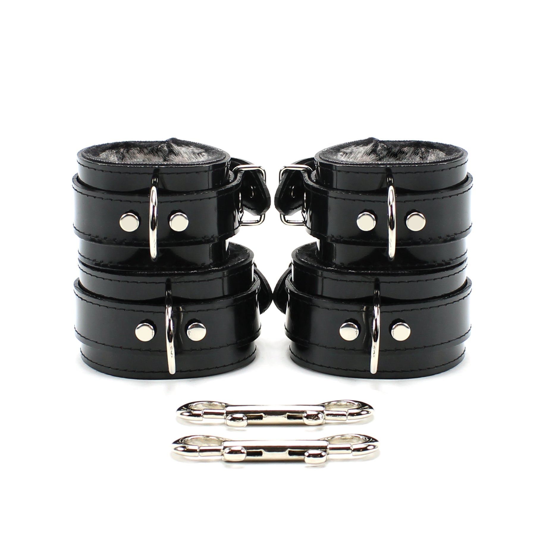 Vegan Leather BDSM Wrist and Ankle Restraints Set with Fur Lining | Ramos Collection