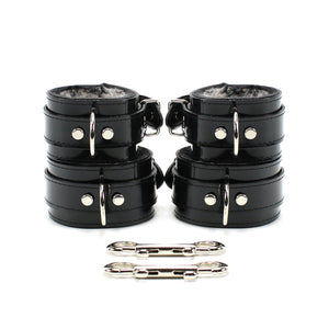 Vegan Leather BDSM Wrist and Ankle Restraints Set with Fur Lining | Ramos Collection