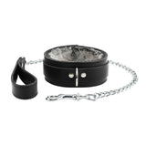 BDSM Restraint Set - Ankle & Wrist Cuffs, Collar with Chain Leash, Faux Fur & Lambskin Leather | Atlas Collection