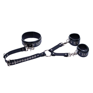 Triple Fixation BDSM Hogtie Restraint - Premium Leather Bondage Gear