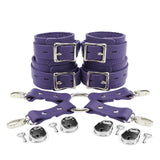 BDSM Leather Wrist & Ankle Cuffs with Hogtie Combo - Sturdy Restraints for Bondage Play | Atlanta Collection