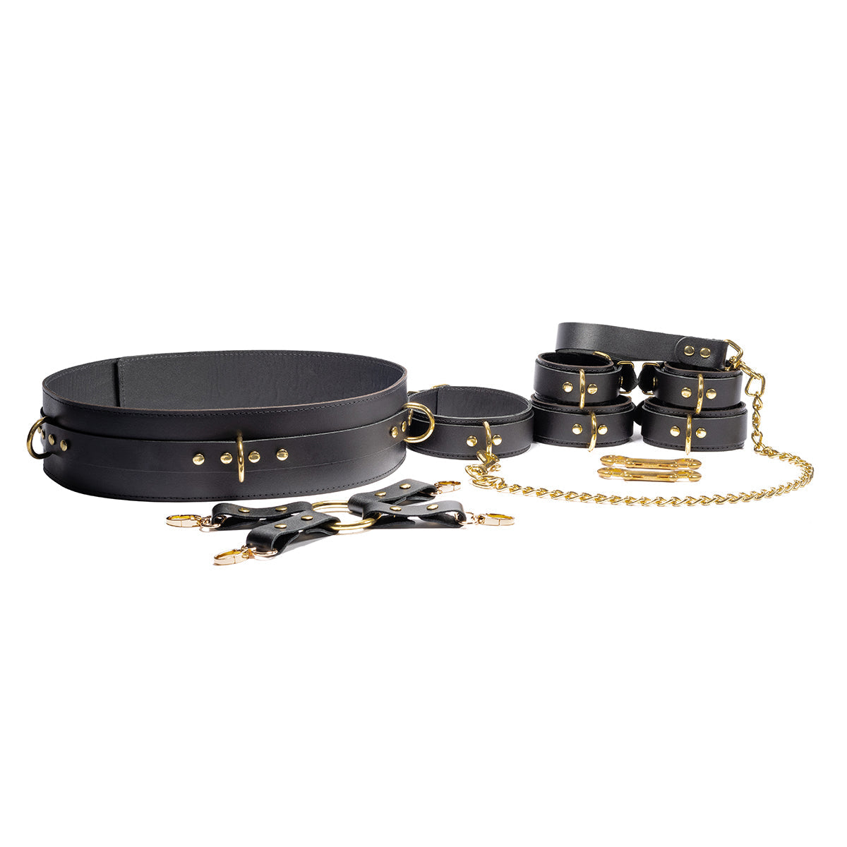 Avery Premium Leather Bondage Restraints Kit with Waist Belt - 10 Piece BDSM Set for Couples | Avery Collection