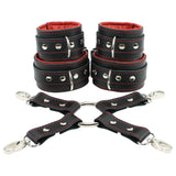 Madison Lockable Genuine Leather Wrist & Ankle Cuffs 4-Way Hogtie BDSM Restraints | Madison Collection