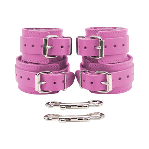 Wrist & Ankle Cuffs Set - Soft Chinchilla Fur Lined, Premium Handmade Leather BDSM Restraints | Atlas Collection