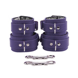 Wrist & Ankle Cuffs Set - Soft Chinchilla Fur Lined, Premium Handmade Leather BDSM Restraints | Atlas Collection