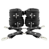 BDSM Leather Wrist & Ankle Cuffs with Hogtie Combo - Sturdy Restraints for Bondage Play | Atlanta Collection