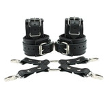 Madison Lockable Genuine Leather Wrist & Ankle Cuffs 4-Way Hogtie BDSM Restraints | Madison Collection