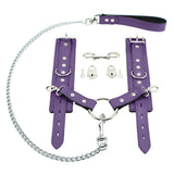 Lockable Fur Wrist Cuffs with Chain Hogtie - Premium Leather BDSM Restraints | Bonn Collection