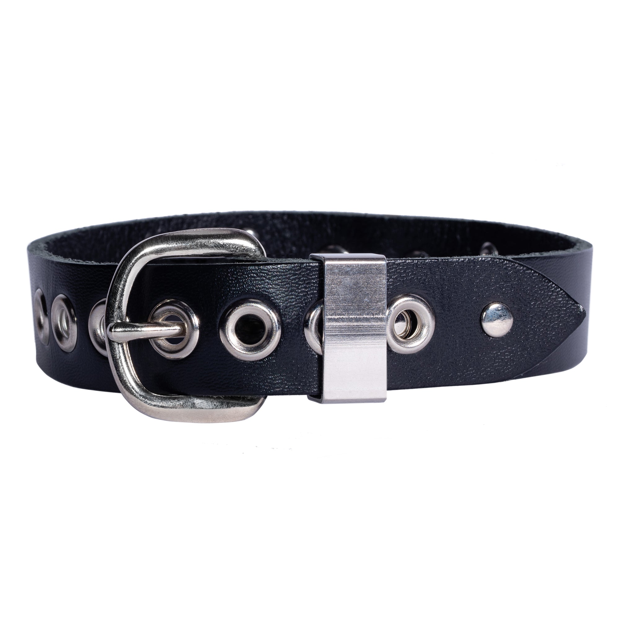 BDSM Leather Day Collar with Crystal Accents for Submissives | Valerie Collection