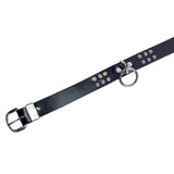 BDSM Leather Day Collar with Crystal Accents for Submissives | Valerie Collection