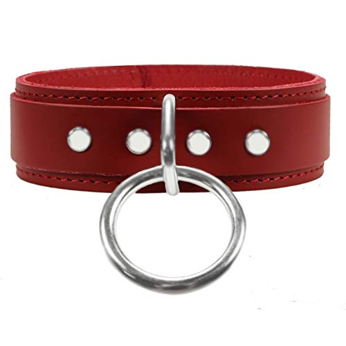 1.5" Leather BDSM Collar with O-ring – V Bondage Neck Restraint | Atlanta Collection