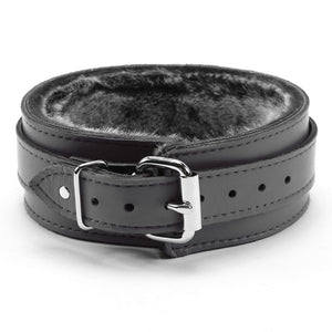 Luxury Faux Fur BDSM Collar - Handmade Leather Bondage Gear | Bonn Collection