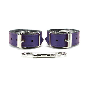 1" Lambskin Leather BDSM Cuffs with Chinchilla Fur - Handcrafted Restraints | Kaytlyn Collection