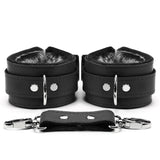 BDSM Leather Ankle & Wrist Cuffs with Collar, Chain, & Leash Set