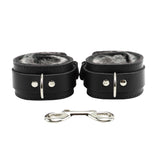 BDSM Restraint Set - Ankle & Wrist Cuffs, Collar with Chain Leash, Faux Fur & Lambskin Leather | Atlas Collection