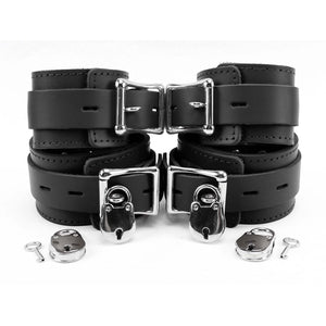 BDSM Leather Wrist and Ankle Restraints - Regular or Lockable | Atlanta Collection