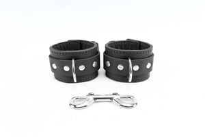 Ankle and Wrist Cuffs Collar Chain Leash Set - Soft Handcrafted Leather BDSM Restraints | Atlanta Collection