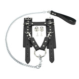 Leather BDSM Handcuffs with Fur Lining and Chain Lead | Atlas Collection