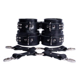 BDSM Crystal Leather Wrist & Ankle Cuffs Set with Hogtie Restraint and Connectors | Valerie Collection