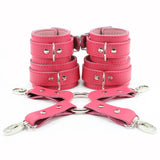 Atlanta Wrist Cuffs and Ankle Cuffs Combo With Hogtie Sturdy Leather Restraints