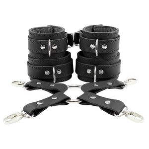 Atlanta Wrist Cuffs and Ankle Cuffs Combo With Hogtie Sturdy Leather Restraints