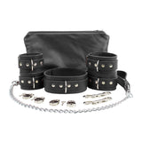 Atlanta Ankle Wrist Cuffs Collar Chain Leash Set Soft Handcrafted Leather