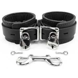 Atlanta Ankle Wrist Cuffs Collar Chain Leash Set Soft Handcrafted Leather