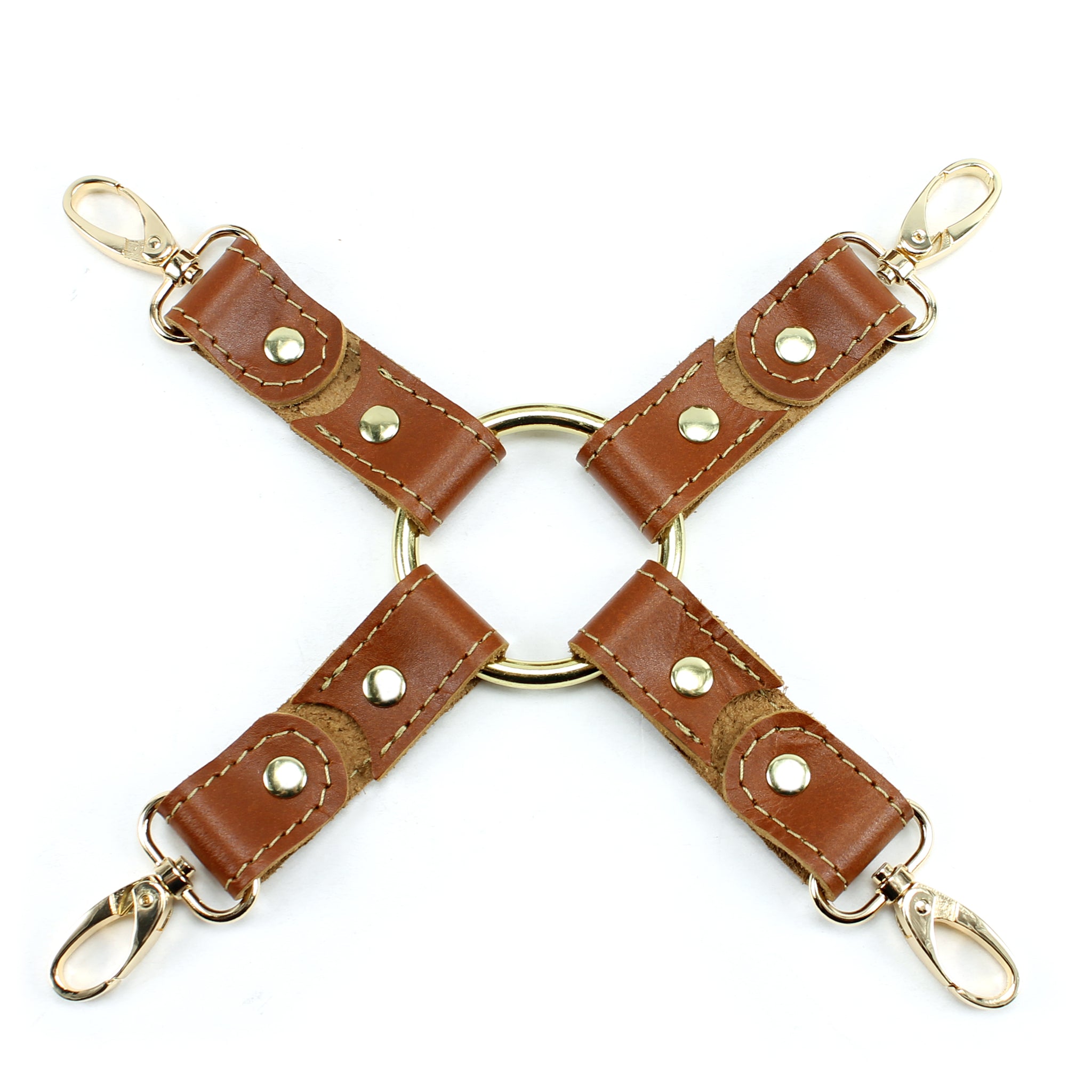 BDSM Leather Hogtie Restraint - 4-Way Bondage Connector | Fox Collection