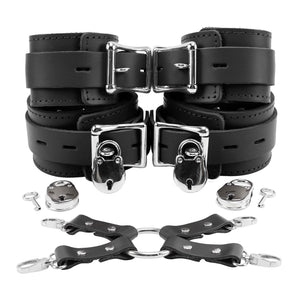 Atlanta Wrist Cuffs and Ankle Cuffs Combo With Hogtie Sturdy Leather Restraints - <strong>Buy One, Get One 50% Off! See Details Below</strong>